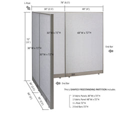 GOF Office L-Shaped Partition 60d x 78w x 72H - Kainosbuy.com