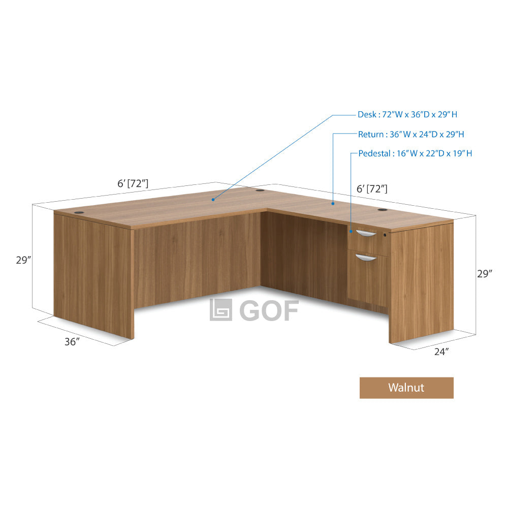 GOF 4 Person Separate Workstation Cubicle (6'D x 24'W x 6'H -W) / Office Partition, Room Divider - Kainosbuy.com