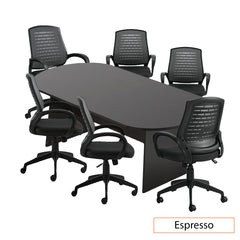 8ft. Racetrack Conference Table with<br>6 Chairs(G10902B) - Kainosbuy.com
