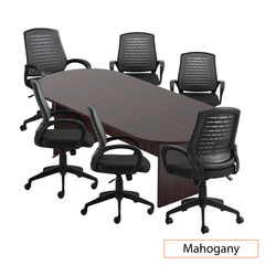 8ft. Racetrack Conference Table with<br>6 Chairs(G10902B) - Kainosbuy.com