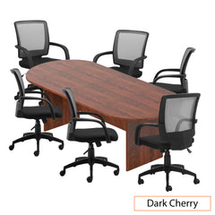 8ft. Racetrack Conference Table with<br>6 Chairs(G10900B) - Kainosbuy.com