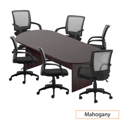 8ft. Racetrack Conference Table with<br>6 Chairs(G10900B) - Kainosbuy.com