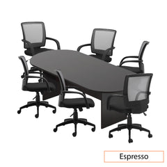 8ft. Racetrack Conference Table with<br>6 Chairs(G10900B) - Kainosbuy.com