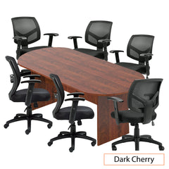 8ft. Racetrack Conference Table with<br>6 Chairs(G11514B) - Kainosbuy.com