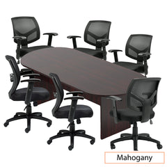 8ft. Racetrack Conference Table with<br>6 Chairs(G11514B) - Kainosbuy.com