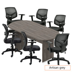 8ft. Racetrack Conference Table with<br>6 Chairs(G11514B) - Kainosbuy.com