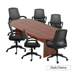 8ft. Racetrack Conference Table with<br>6 Chairs(G10902B) - Kainosbuy.com