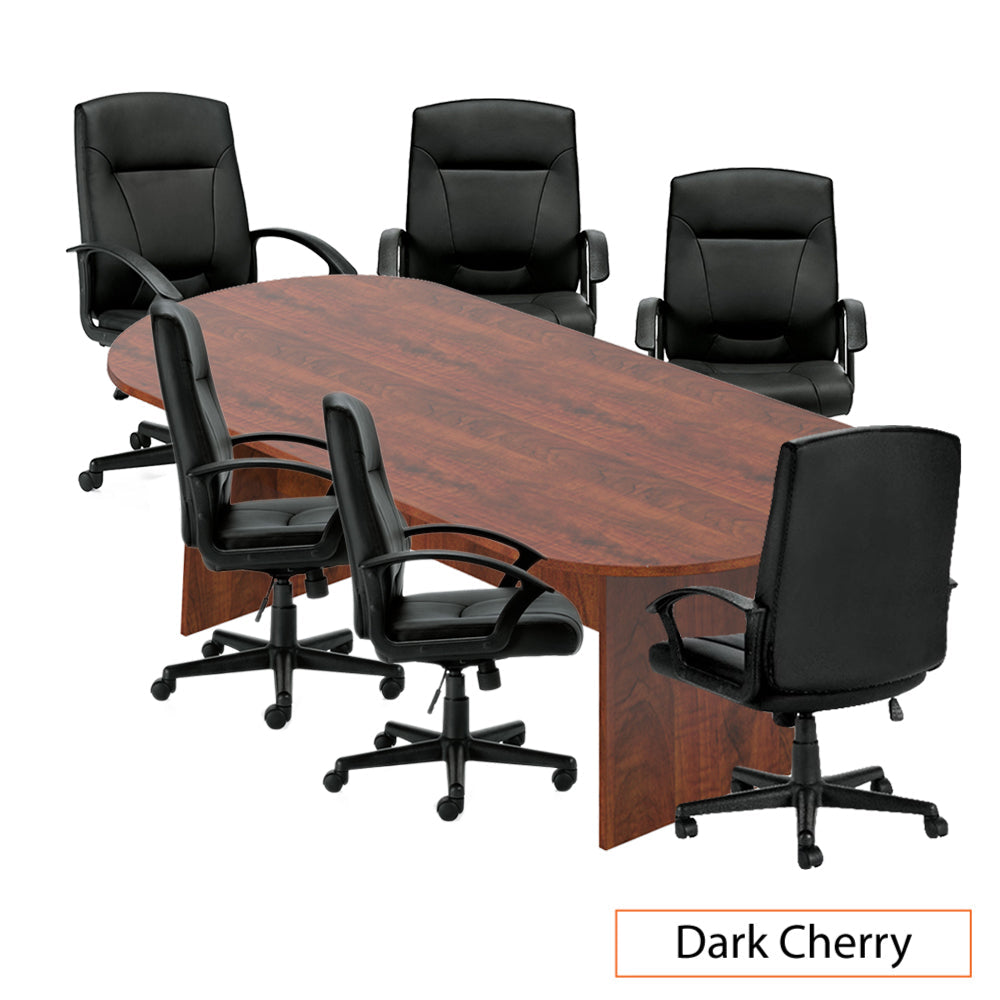 8ft. Racetrack Conference Table with<br>6 Chairs(G11776B) - Kainosbuy.com