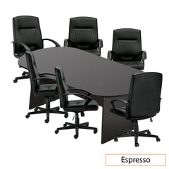 8ft. Racetrack Conference Table with<br>6 Chairs(G11776B) - Kainosbuy.com