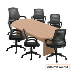 8ft. Racetrack Conference Table with<br>6 Chairs(G10902B) - Kainosbuy.com