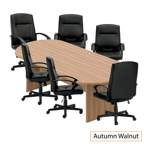 8ft. Racetrack Conference Table with<br>6 Chairs(G11776B) - Kainosbuy.com