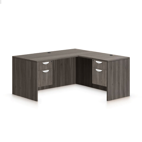 L66C - 5.5' x 5.5' L-Shape Workstation (Credenza Shell with Two Hanging B/F Pedestals)