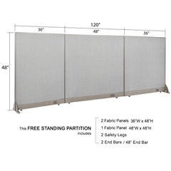 GOF 120"W x 48”/60”/72”H, Straight Line Freestanding Fabric Partition Package