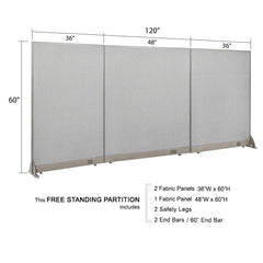 GOF 120"W x 48”/60”/72”H, Straight Line Freestanding Fabric Partition Package