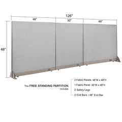 GOF 126"W x 48”/60”/72”H, Straight Line Freestanding Fabric Partition Package
