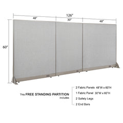 GOF 126"W x 48”/60”/72”H, Straight Line Freestanding Fabric Partition Package