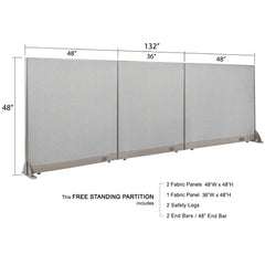 GOF 132"W x 48”/60”/72”H, Straight Line Freestanding Fabric Partition Package