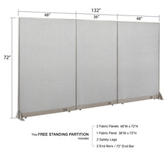 GOF 132"W x 48”/60”/72”H, Straight Line Freestanding Fabric Partition Package