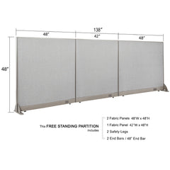 GOF 138"W x 48”/60”/72”H, Straight Line Freestanding Fabric Partition Package