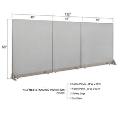 GOF 138"W x 48”/60”/72”H, Straight Line Freestanding Fabric Partition Package