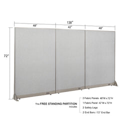 GOF 138"W x 48”/60”/72”H, Straight Line Freestanding Fabric Partition Package