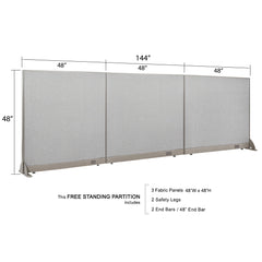 GOF 144"W x 48”/60”/72”H, Straight Line Freestanding Fabric Partition Package