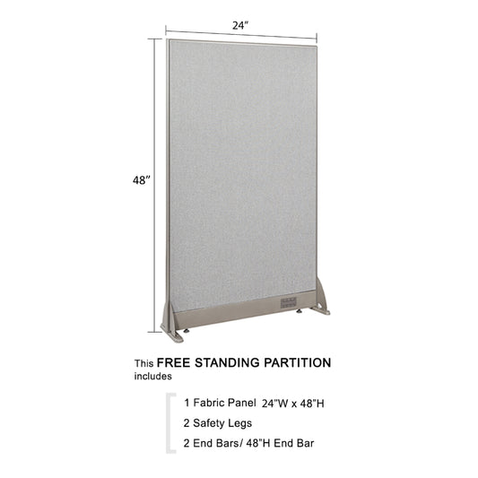 GOF 24"W x 48”/60”/72”H, Straight Line Freestanding Fabric Partition Package