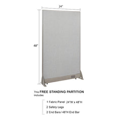 GOF 24"W x 48”/60”/72”H, Straight Line Freestanding Fabric Partition Package