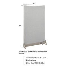 GOF 30"W x 48”/60”/72”H, Straight Line Freestanding Fabric Partition Package
