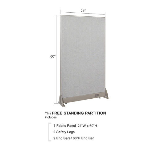 GOF 24"W x 48”/60”/72”H, Straight Line Freestanding Fabric Partition Package