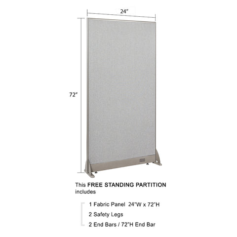 GOF 24"W x 48”/60”/72”H, Straight Line Freestanding Fabric Partition Package