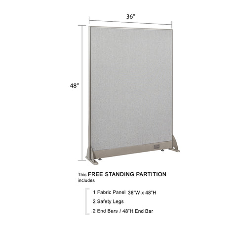 GOF 36"W x 48”/60”/72”H, Straight Line Freestanding Fabric Partition Package