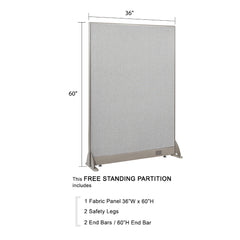 GOF 36"W x 48”/60”/72”H, Straight Line Freestanding Fabric Partition Package