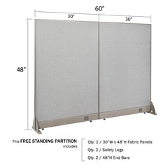 GOF 60"W x 48”/60”/72”H, Straight Line Freestanding Fabric Partition Package