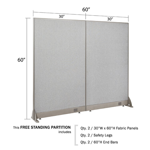 GOF 60"W x 48”/60”/72”H, Straight Line Freestanding Fabric Partition Package
