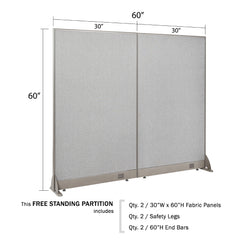 GOF 60"W x 48”/60”/72”H, Straight Line Freestanding Fabric Partition Package