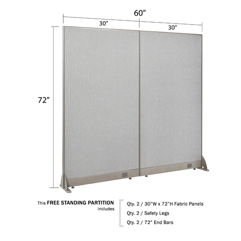 GOF 60"W x 48”/60”/72”H, Straight Line Freestanding Fabric Partition Package