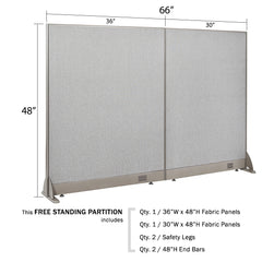 GOF 66"W x 48”/60”/72”H, Straight Line Freestanding Fabric Partition Package
