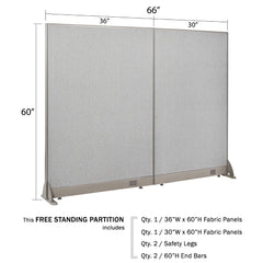 GOF 66"W x 48”/60”/72”H, Straight Line Freestanding Fabric Partition Package