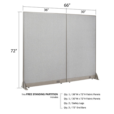 GOF 66"W x 48”/60”/72”H, Straight Line Freestanding Fabric Partition Package