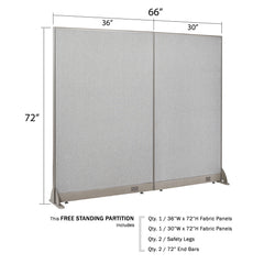 GOF 66"W x 48”/60”/72”H, Straight Line Freestanding Fabric Partition Package