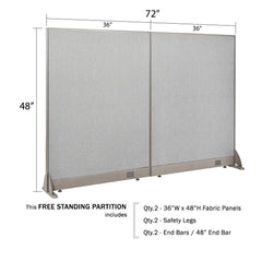 GOF 72"W x 48”/60”/72”H, Straight Line Freestanding Fabric Partition Package