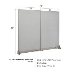 GOF 72"W x 48”/60”/72”H, Straight Line Freestanding Fabric Partition Package
