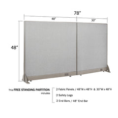 GOF 78"W x 48”/60”/72”H, Straight Line Freestanding Fabric Partition Package