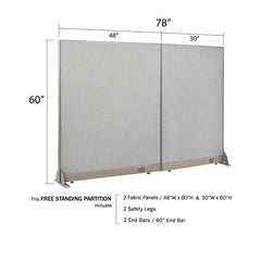 GOF 78"W x 48”/60”/72”H, Straight Line Freestanding Fabric Partition Package