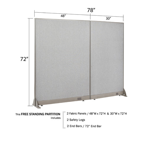 GOF 78"W x 48”/60”/72”H, Straight Line Freestanding Fabric Partition Package