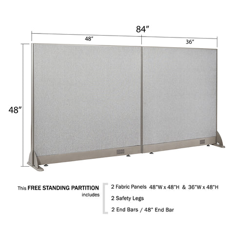 GOF 84"W x 48”/60”/72”H, Straight Line Freestanding Fabric Partition Package