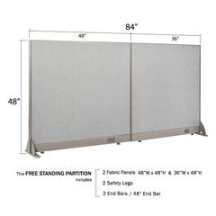 GOF 84"W x 48”/60”/72”H, Straight Line Freestanding Fabric Partition Package