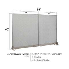 GOF 84"W x 48”/60”/72”H, Straight Line Freestanding Fabric Partition Package