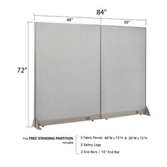 GOF 84"W x 48”/60”/72”H, Straight Line Freestanding Fabric Partition Package